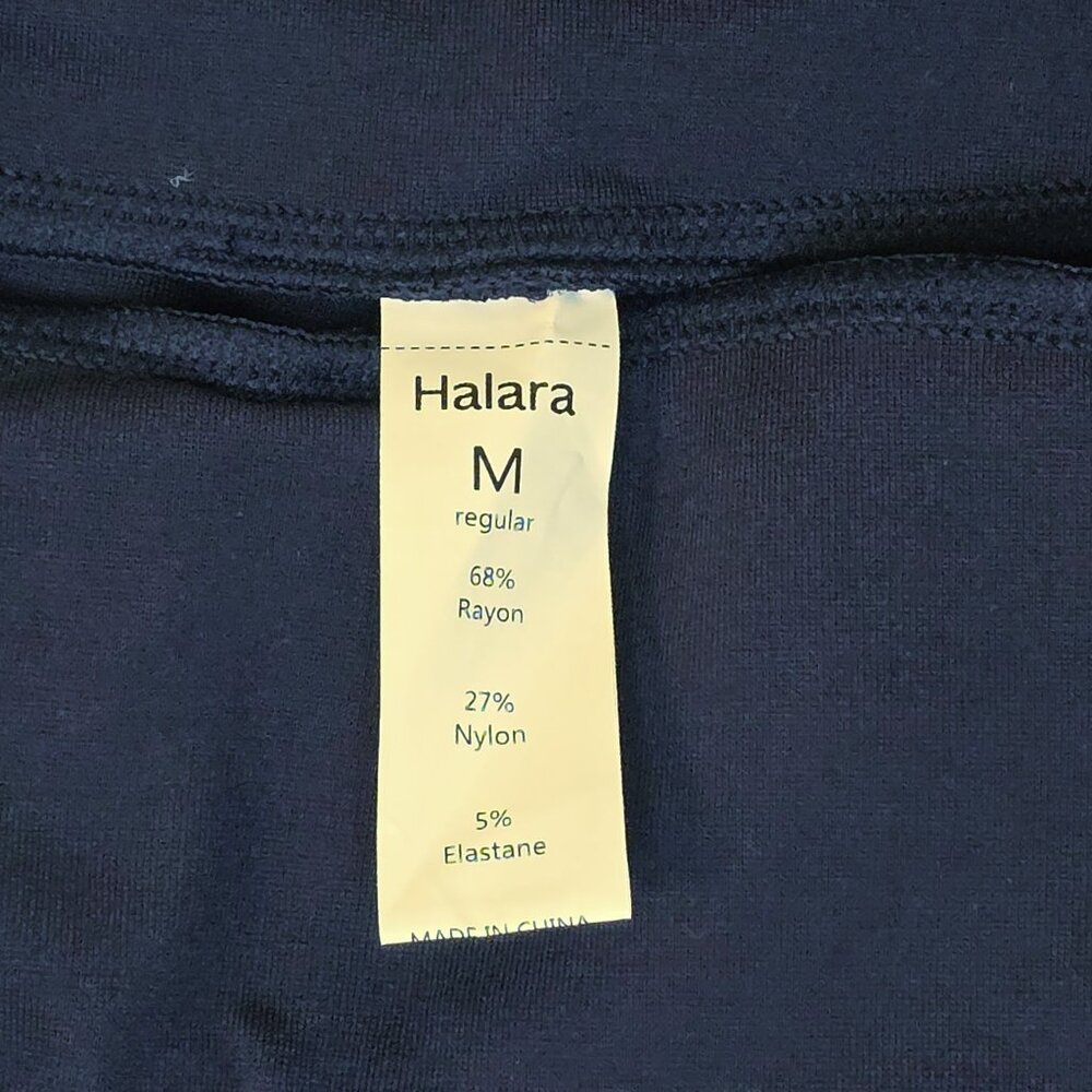 HALARA Navy Straight Leg Pintuck Work Pants w/ Slit Embellishment - Picture 5 of 7